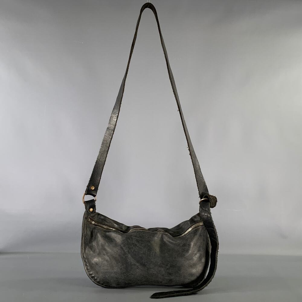 GUIDI Black Solid Horsehide Leather Cross Body Bag